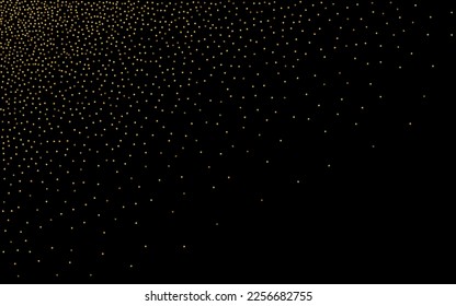 Golden Confetti Festive Vector Black Background. Happy Splash Texture. Gold Dot Rich Banner. Sequin Bridal Illustration.