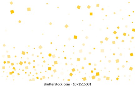 Golden Confetti in the Form of Rectangles on White Background