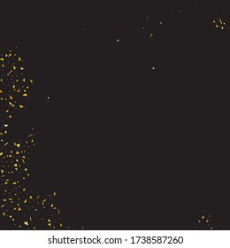 Golden Confetti Gift. Gold Anniversary Year. Yellow Carnival Element. Festive Celebration. Orange Vector Wedding. Decoration Bright. Party Wedding. Falling Sparkle.
