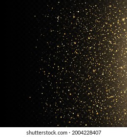 Confeti dorado y textura brillante sobre un fondo negro.