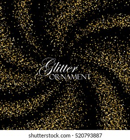 Golden Confetti Glitters. Vector Festive Illustration of Shiny Particles Whirlpool Or Burst. Sparkling Texture. Holiday Decorative Tinsel Element for Design