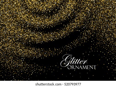 Golden Confetti Glitters. Vector Festive Illustration of Shiny Particle Ripples. Sparkling Texture. Holiday Decorative Tinsel Element for Design