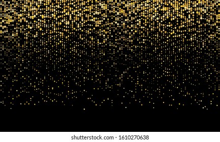 Golden confetti. Gold abstract particles. Sparkle glitter background. Vector illustration.