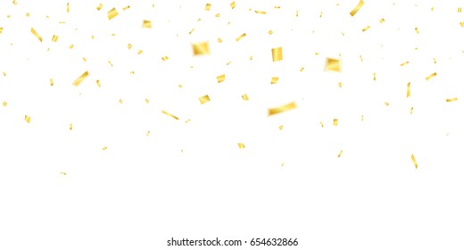 Golden confetti. Holiday confetti isolated on white background. Flying confetti