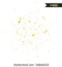 Golden Confetti. Holiday Shiny Confetti Isolated On White Background. Confetti With Motion Effect.