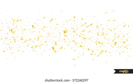 Golden Confetti. Holiday Shiny Confetti Isolated On White Background. Confetti With Motion Effect.