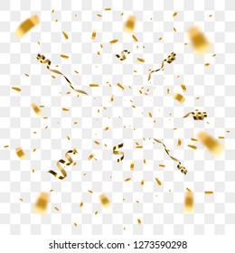 Golden Confetti Isolated. Confetti Burst. Festive Vector Illustration