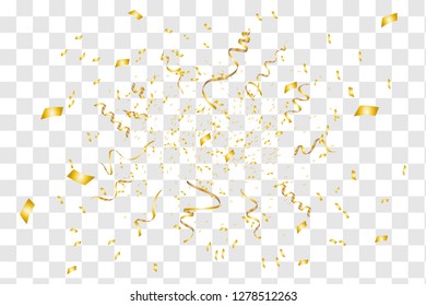 Golden confetti isolated. Confetti burst. Festive vector illustration