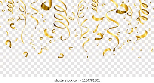Golden confetti isolated. Festive background. Vector illustration
