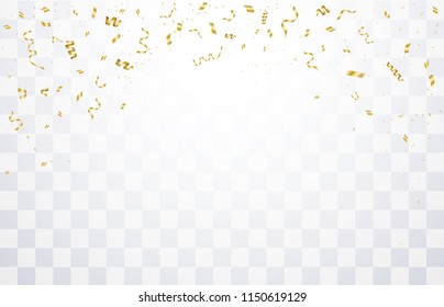 Golden confetti isolated. Festive background. Vector illustration