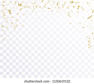 Golden confetti isolated. Festive background. Vector illustration