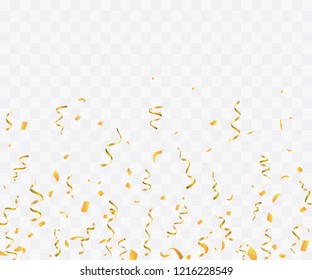 Golden confetti isolated. Festive background. Vector illustration