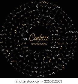 Golden confetti isolated. Festive background. Vector illustration