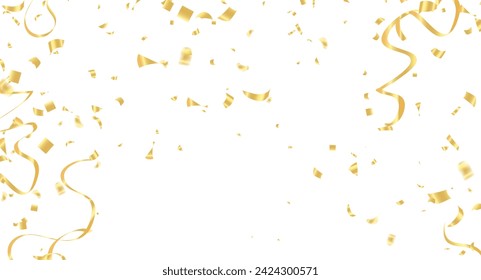 Golden confetti isolated. Festive background. Vector illustration