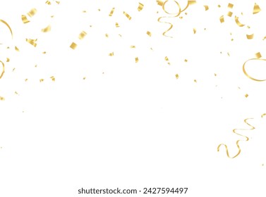 Golden confetti isolated. Festive background. Vector illustration
