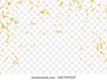 Golden confetti isolated. Festive background. Vector illustration