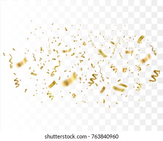 Golden confetti isolated. Festive background. Vector illustration