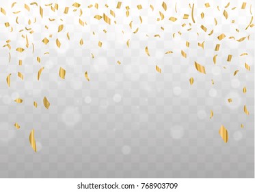 Golden confetti isolated. Festive background. Vector illustration