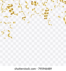 Golden confetti isolated. Festive background. Vector illustration