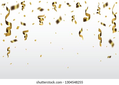 Gold Confetti Banner Isolated On Transparent Stock Illustration ...