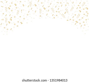 Golden confetti isolated on checkered background. Festive vector illustration