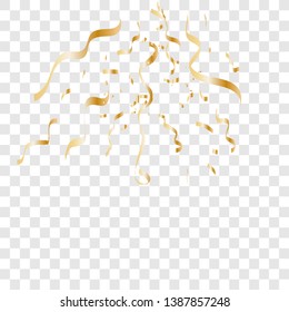 Golden confetti isolated on checkered background. Festive vector illustration .Gold confetti celebration.