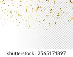 golden confetti isolated on white background. shiny gold confetti on transparent background best for holiday, birthday, celebration party, etc