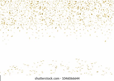 Golden confetti isolated on white background
