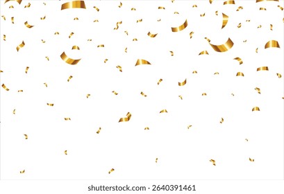 golden confetti isolated on white background. shiny gold confetti on white background best for holiday, birthday, celebration party, Golden tinsel, confetti fall from the sky, Luxury confetti flying