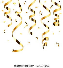 Golden confetti isolated on white background. Vector illustration