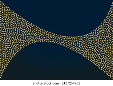 Golden Confetti Isolated Vector Black Background. Modern Sparkle Invitation. Yellow Dot Glamour Backdrop. Rain Transparent Wallpaper.