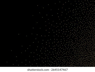 Fondo negro de Vector aislado de confeti dorado. Fondo de salpicadura de arte. Anuncio de Lujo Brillo Amarillo. Postal de Navidades de puntos.