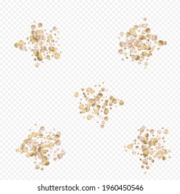 Fondo Transparente De La Luz De Confetti Dorada. Cartel de la Bridal Splash. Diseño de lujo Gold Polka. Patrón de efectos de destello.