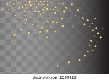 Fondo transparente del vector de luz de confetti dorado. Rich Round Backdrop. Patrón amarillo brillante moderno. Cartel del aniversario secuencial.