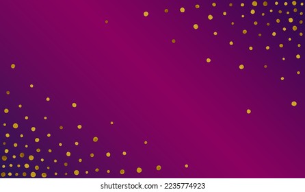 Golden Confetti Modern Vector Purple Background. Bright Dust Wallpaper. Gold Glow Transparent Texture. Shine Light Design.