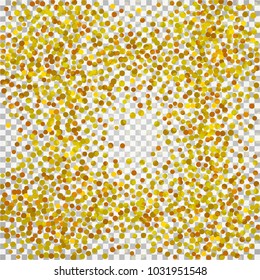 Golden confetti on a black background. Shining elements. Flat glitter. Abstract festive decoration . Glamorous vector background.