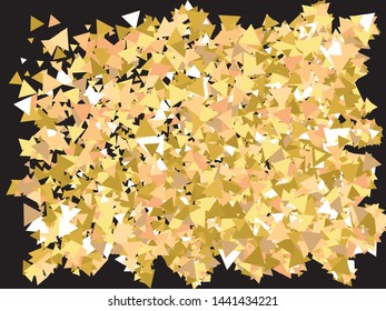 Golden confetti on black background. Unusual design's elements. Vector illustration object. Gold luxury festive decoration for holidays and celebrations.