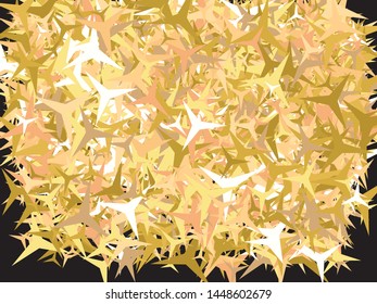 Golden confetti on black background. Vector illustration concept. Stylish glitter design's elements. Gold luxury festive decoration for holidays and celebrations.