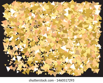 Golden confetti on black background. Vector illustration object. Decorative design's elements. Gold luxury festive decoration for holidays and celebrations.