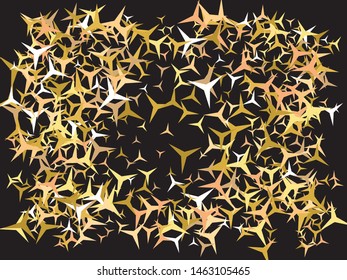 Golden confetti on black background. Magic glitter design's elements. Vector illustration art. Gold luxury festive decoration for holidays and celebrations.