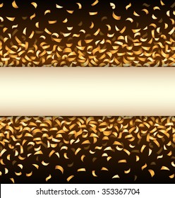 Golden confetti on black background