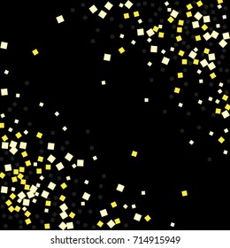 Golden confetti on a black background. Luxury New Year Background. Golden grainy abstract texture on a black background. Element of design. Vector illustration, EPS 10.