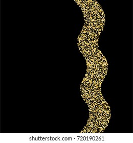 Golden confetti on a black background. Luxury festive background. Golden grainy abstract textures shine and flicker. Element of design. Vector illustration, EPS 10.