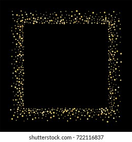 Golden confetti on a black background. Luxury festive background. Golden grainy abstract textures shine and flicker. Element of design. Vector illustration, EPS 10.