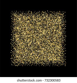 Golden confetti on a black background. Luxury festive background. Golden grainy abstract textures shine and flicker. Element of design. Vector illustration, EPS 10.
