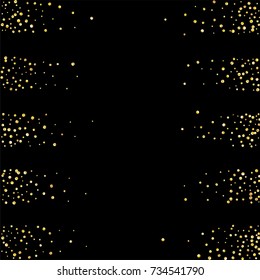 Golden confetti on a black background. Luxury festive background. Golden grainy abstract textures shine and flicker. Element of design. Vector illustration, EPS 10.
