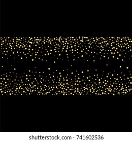 Golden confetti on a black background. Luxury festive background. Golden grainy abstract textures shine and flicker. Element of design. Vector illustration, EPS 10.