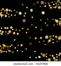 Golden confetti on a black background. Luxury festive background. Golden translucent abstract dot on a black background. Element of design. Vector illustration, EPS 10.