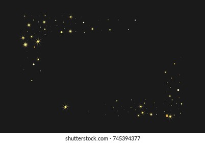 Golden confetti on a black background. Luxury festive background. Golden grainy abstract texture on a black background. Element of design. Vector illustration, EPS 10.