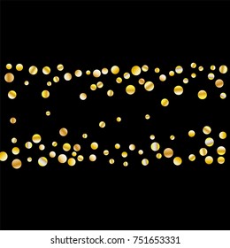 Golden confetti on a black background. Luxury festive background. Golden grainy abstract texture on a black background. Element of design. Vector illustration, EPS 10.